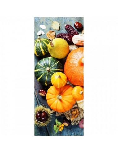 Banner-poster de diferentes tipos de calabazas para decorar escaparates en otoño