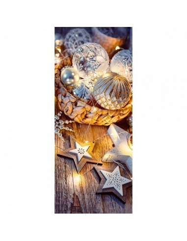 Banner-poster decoración de navidad con luces cálidas bolas y estrellas para la decoración de escaparates en navidad