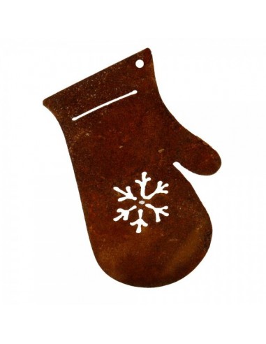 Figura decorativa de guante de invierno efecto oxidado Para escaparates de invierno en tiendas y centros comerciales