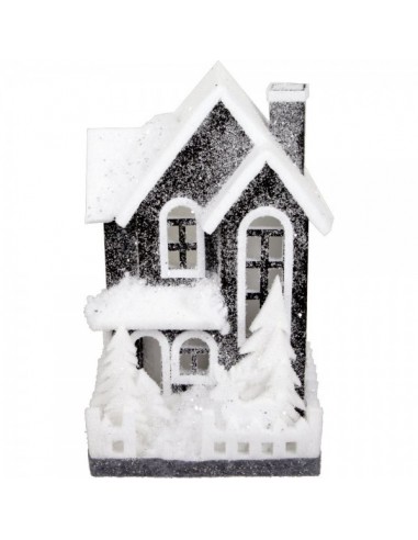 Figura de casa nevada de algodón blanco Para escaparates de invierno en tiendas y centros comerciales