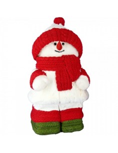 Figura de muñeco de nieve con gorro y bufanda para decoración de escaparates en invierno