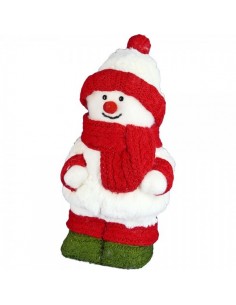 Figura de muñeco de nieve con gorro y bufanda para decoración de escaparates en invierno