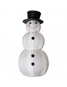 Muñeco de nieve con sombrero de nylon 3 esferas para decoración de escaparates en invierno
