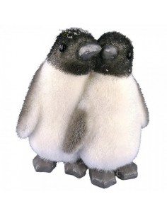 Pareja de pingüinos polar para decoración de escaparates en invierno