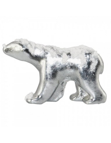 Figura de oso polar plateado nevado para decoración de escaparates en invierno