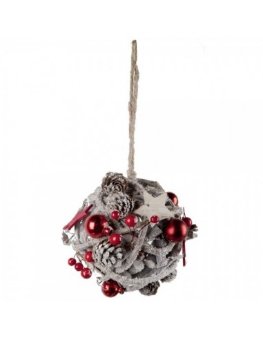 Bola decorativa de ramas nevada con bolas de navidad para la decoración navideña de centros comerciales calles tiendas