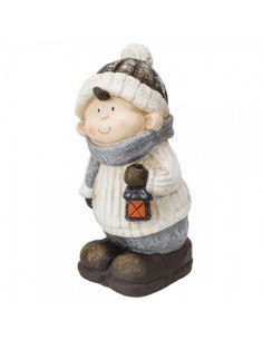 Figura decorativa de niño en invierno con bufanda y gorro para la decoración navideña de centros comerciales calles tiendas