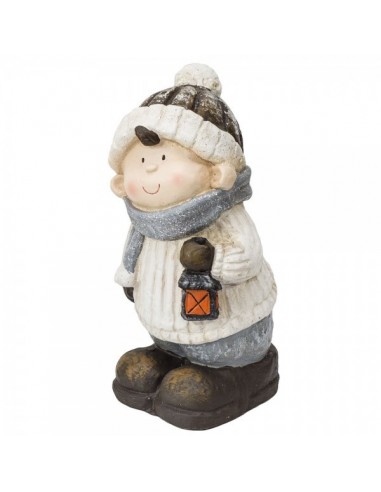 Figura decorativa de niño en invierno con bufanda y gorro para la decoración navideña de centros comerciales calles tiendas
