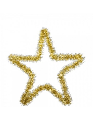 Estrella contorneada con flecos de oropel para la decoración de centros comerciales calles y tiendas