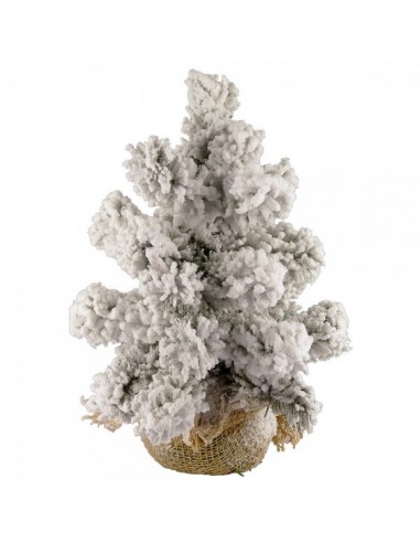 Árbol de navidad abeto con raíces en saco de yute para la decoración de navidad con bolas y accesorios