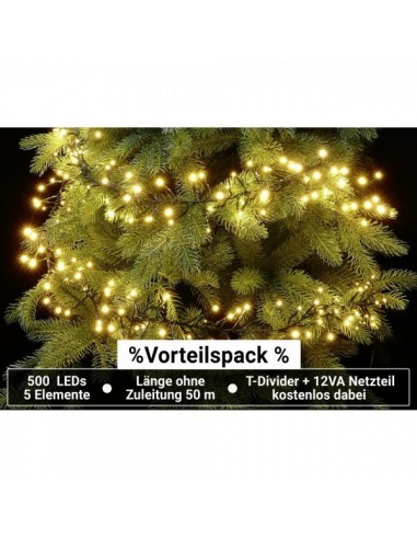 Pack de guirnaldas de 500 luces led lv string para la decoración en navidad fachadas calles centros comerciales tiendas