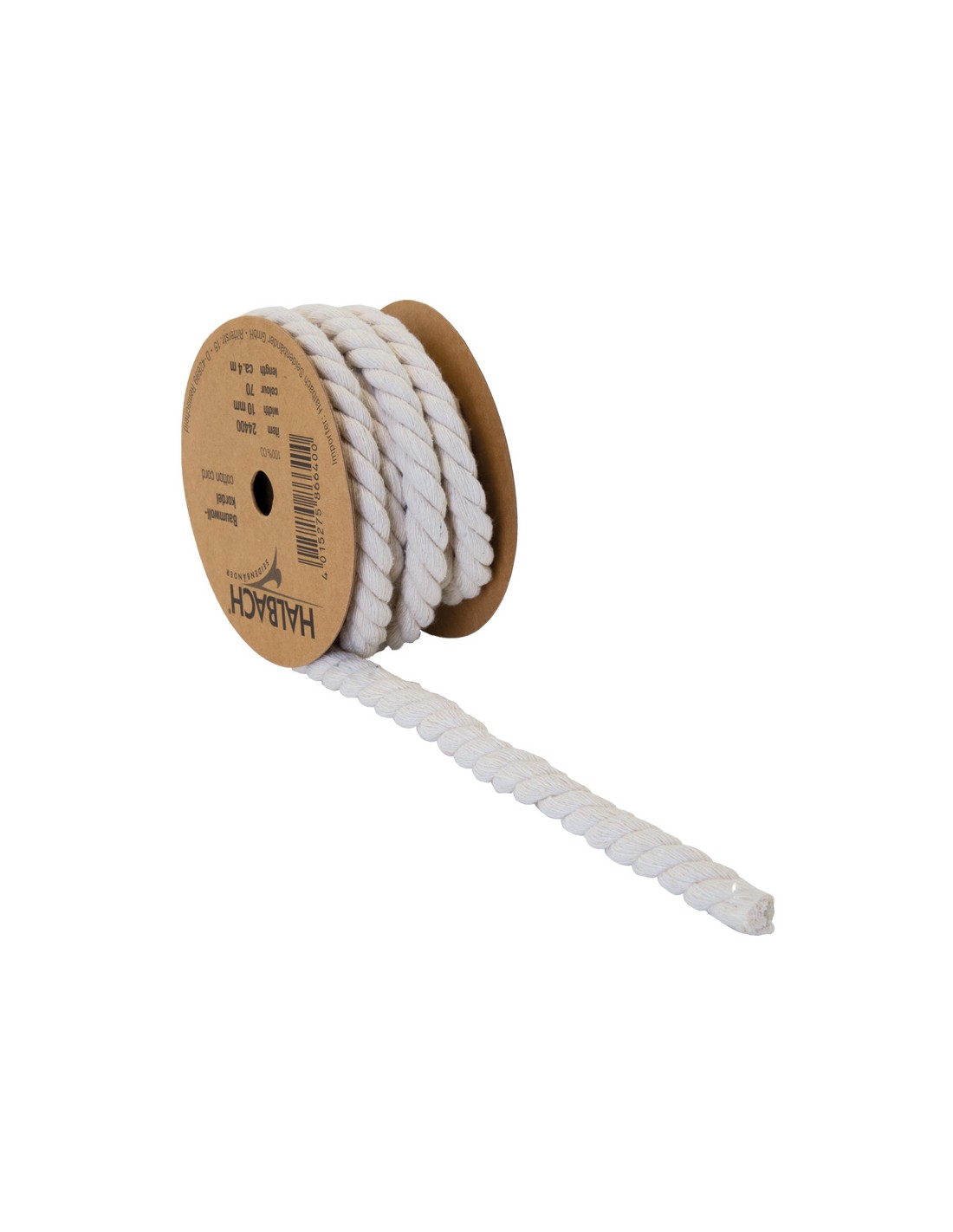 Cordón de algodón, blanco 400x1cm-La Decoteca