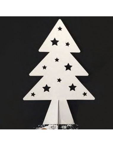 Árbol de navidad con estrellas perforadas para decorar escaparates y centros comerciales