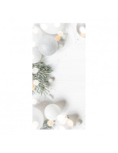 Banner-foto bolas de Navidad con fondo blanco para la decoración del fondo decorativo en los escaparates de tiendas