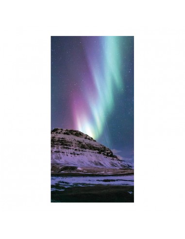Banner-foto aurora boreal en la montaña para la decoración del fondo decorativo en los escaparates de tiendas