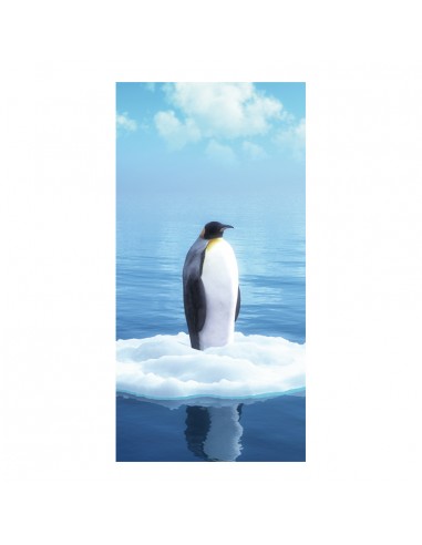 Banner-foto pinguïno con oceano alrededor para la decoración del fondo decorativo en los escaparates de tiendas