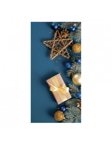 Banner-foto decoración navideña con fondo azul para la decoración del fondo decorativo en los escaparates de tiendas