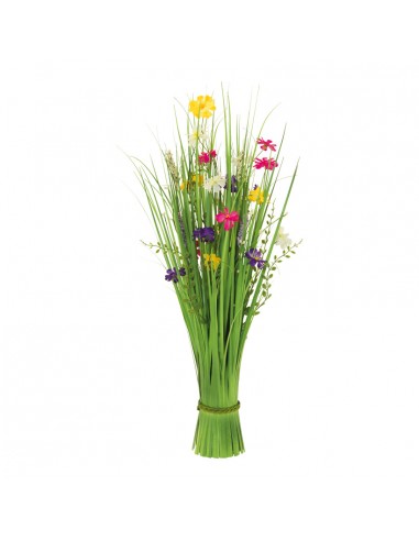 Manojo de hierba con flores de primavera para la decoración de verano en escaparates de tiendas o comercios