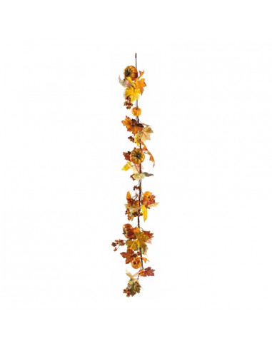 Guirnalda otoñal con hojas de arce bayas y calabazas Para decorar centros comerciales y escaparates en otoño