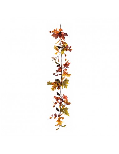 Guirnalda de colorido otoñal de hojas de arce bellotas y piñas Para decorar centros comerciales y escaparates en otoño