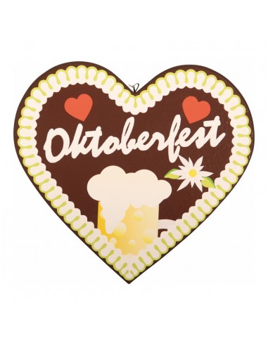 Corazón de pan de jengibre "Oktoberfest" para la decoración de fiestas populares y escaparates