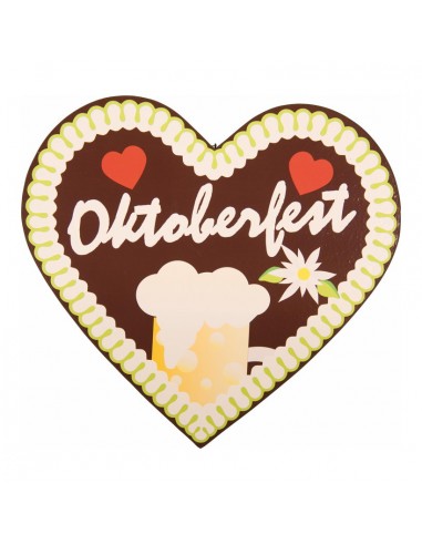 Corazón de pan de jengibre "Oktoberfest" para la decoración de fiestas populares y escaparates