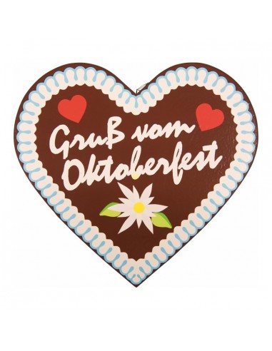 Corazón pan jengibre "Gruß vom Oktoberfest" para la decoración de fiestas populares y escaparates