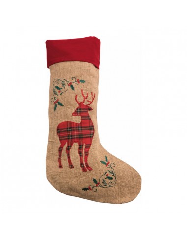 Calcetín yute ciervo rojo para la decoración navideña de centros comerciales calles tiendas