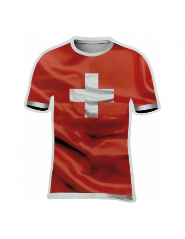 Camiseta de fútbol colores bandera suiza para decoración futbolística y deportes en escaparates