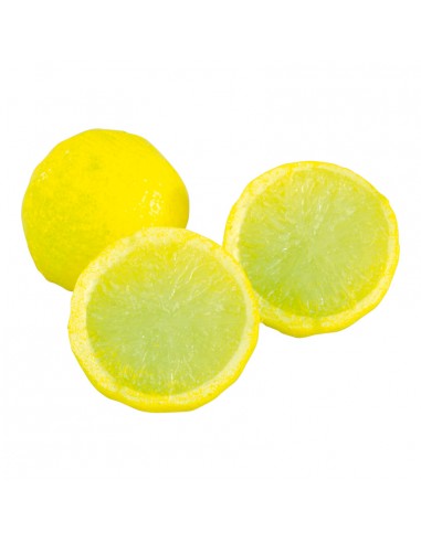 Imitación de limón partido por la mitad para fruterías y la decoración de escaparates de tiendas o comercios
