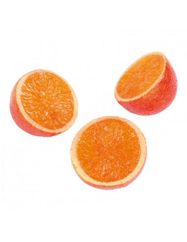 Imitación de naranjas partidas por la mitad para fruterías y la decoración de escaparates de tiendas o comercios
