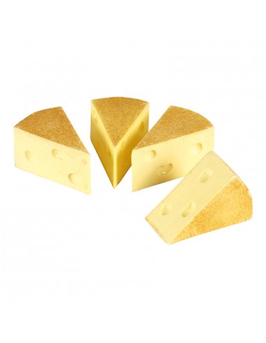 Imitación de queso emmental en porciones triangulares para queserías y charcuterías y escaparates de tiendas