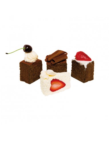 Imitación de porción cuadrada de tartas de chocolate y frutas para panaderías pastelerías y escaparates de tiendas