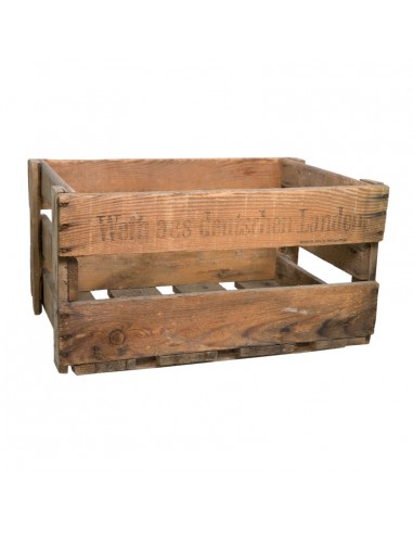 Caja de madera vintage con texto impreso para el vino para la decoración de espacios y escaparates de tiendas