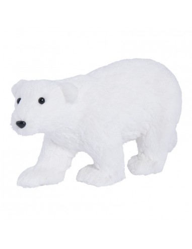 Oso polar caminando para decoración de escaparates en invierno