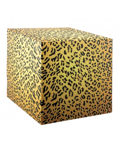 Cubo estampado leopardo para la decoración de espacios y escaparates e interior de tiendas