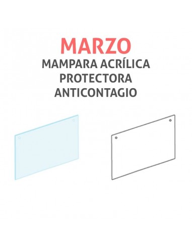 Mampara protectora acrílica anticontagio COVID19 mod. MARZO transparente 60x40cm