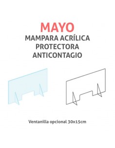 Mampara protectora acrílica anticontagio COVID19 mod. MAYO transparente 60x40cm