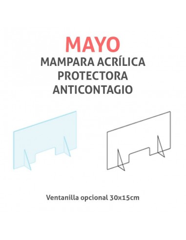 Mampara protectora acrílica anticontagio COVID19 mod. MAYO transparente 80x60cm