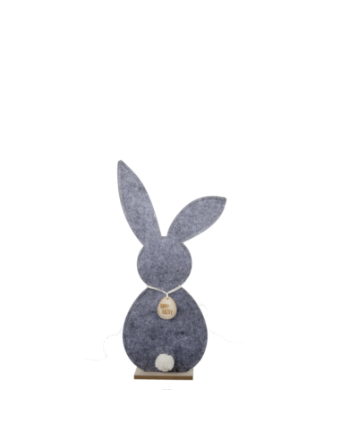 Conejo 2d con colgante feliz pascua y base para escaparates de tiendas y pastelerías en pascua
