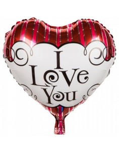 Globo forma de corazón texto i love you para la decorar el día de san Valentín en restaurantes y escaparates de tiendas