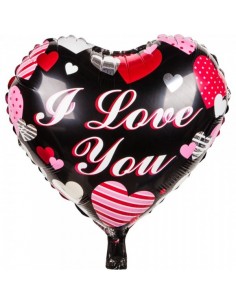 Globo forma de corazón texto i love you para la decorar el día de san Valentín en restaurantes y escaparates de tiendas