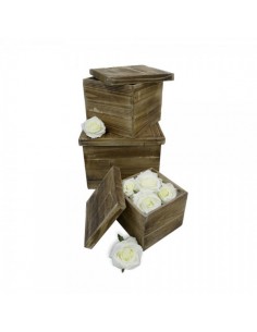 Caja de madera cuadrada con tapa para la decorar en primavera centros comerciales y escaparates