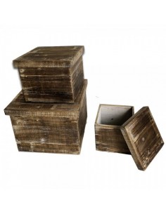 Caja de madera rectangular con tapa para la decorar en primavera centros comerciales y escaparates