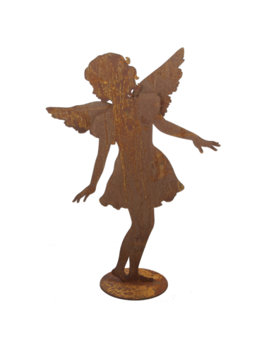 Silueta de niña con alas de ángel de meta con base para escaparates en verano de tiendas o comercios