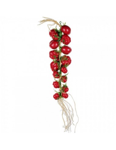 Imitación de ristra de tomates rojos para la decoración de escaparates en verano con imitación alimentos