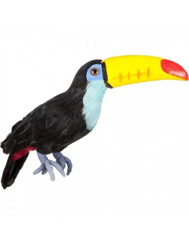 Pájaro tucán pico amarillo para la decorar espacios y escaparates de verano con mamíferos y aves