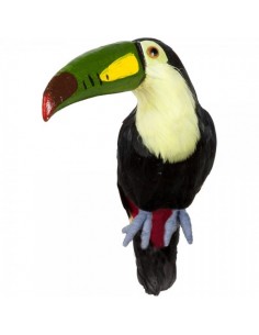 Pájaro tucán pico verde para la decorar espacios y escaparates de verano con mamíferos y aves
