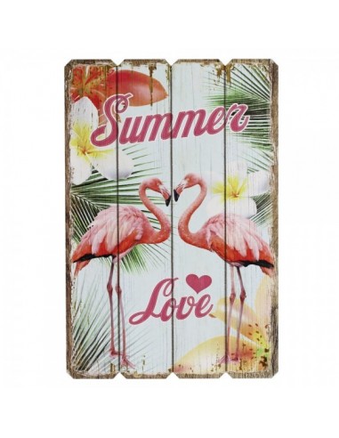 Cartel flamencos y texto summer love para escaparates en verano de tiendas o comercios
