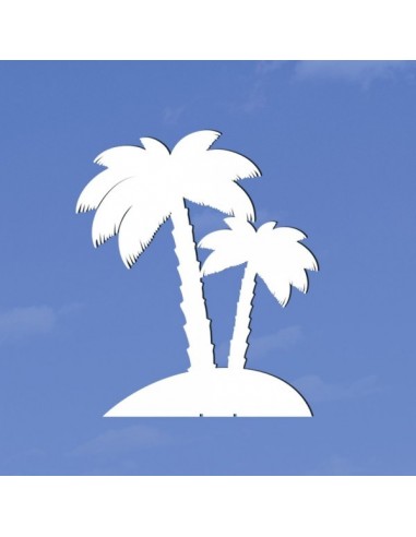 Isla con palmeras decorativas silueta 2d para la decoración de escaparates marítimos en tiendas